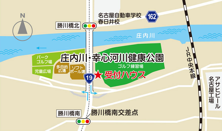 庄内川・幸心河川健康公園への地図